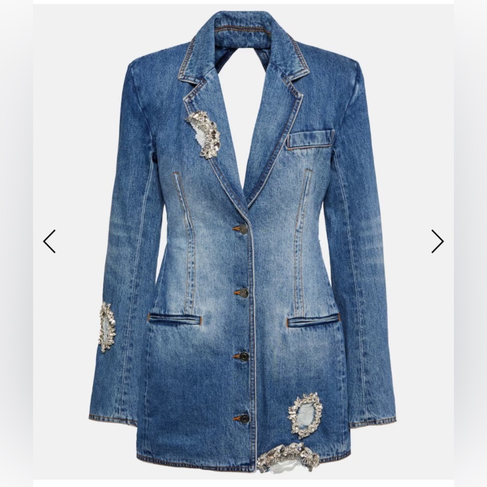 AREA EMBELLISHED CUTOUT DENIM DRESS SIZE 8